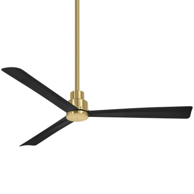 Minka-Aire Simple 52-Inch 3 Blade Entergy Star Outdoor Fan in Soft Brass with Coal Blades with Remote Control – F787-SBR/CL