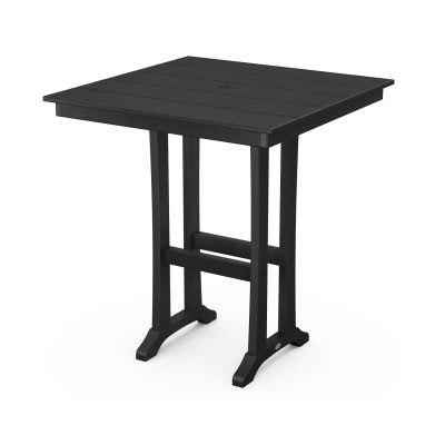 POLYWOOD 37-Inch Farmhouse Trestle Bar Table – Black