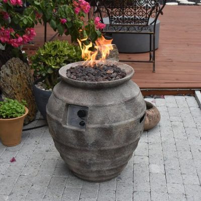 Colonyhouse 23 Inch Round Concrete Propane Fire Pit in Brown By Lakeview Outdoor Designs