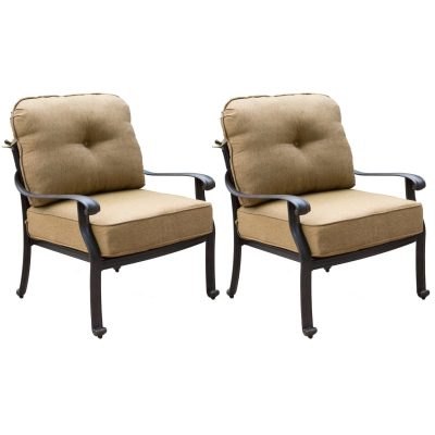 Elisabeth 2 Piece Cast Aluminum Patio Club Chair Set W/ Sesame Cushions By Darlee