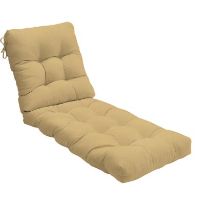 Sunbrella Canvas Wheat Extra Long Outdoor Replacement Chaise Lounge Cushion By BBQGuys Signature