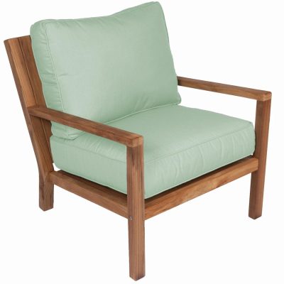 Coastal Teak Patio Club Chair W/ Sunbrella Canvas Spa Cushions By Royal Teak Collection