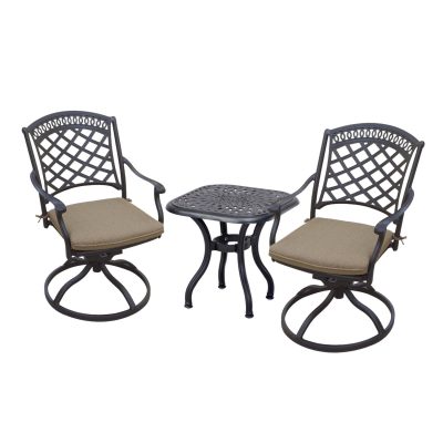 Darlee Sedona 3 Piece Cast Aluminum Patio Bistro Set With Swivel Rockers – Antique Bronze