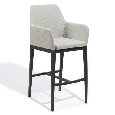 Oland Aluminum Bar Stool in Carbon/Quilted Canvas Granite By Oxford Garden