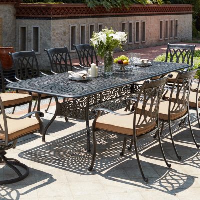 Capri 11 Piece Cast Aluminum Patio Dining Set W/ 92 X 42 Inch Rectangular Extension Table By Darlee