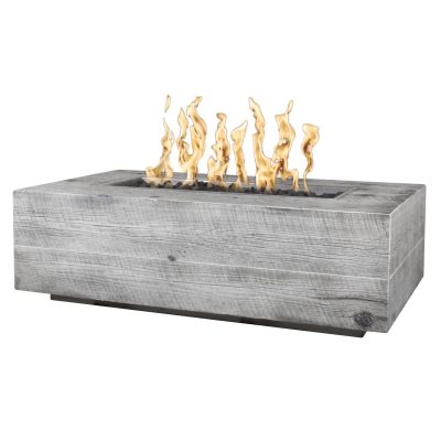 Coronado 48 Inch Match Light Rectangular GFRC Concrete Propane Fire Pit in Concrete Ivory Wood Grain By The Outdoor Plus