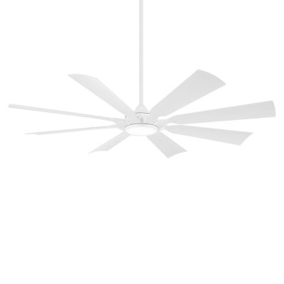 Minka-Aire Future 65-Inch 8 Blade Outdoor LED Ceiling Fan in White Blades with Remote Control – F756L-WHF