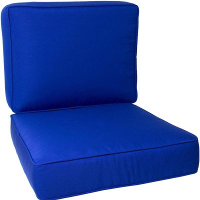 Sunbrella Canvas True Blue Small Outdoor Replacement Club Chair Cushion Set W/ Piping By BBQGuys Signature