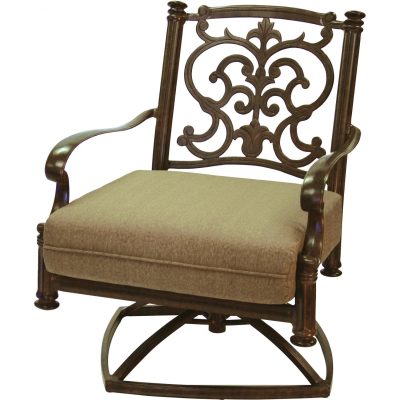 Darlee Santa Barbara Cast Aluminum Patio Swivel Rocker Club Chair – Antique Bronze