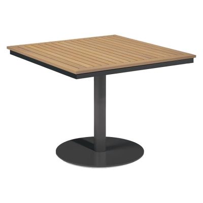 Oxford Garden Travira 38-Inch Square Bistro Table w/ Carbon Finish and Natural Tekwood Top