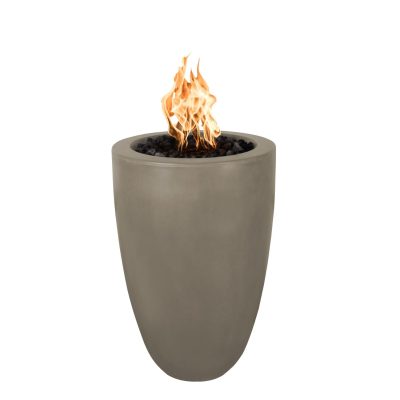 Castillo 33 Inch Match Light Round GFRC Concrete Propane Fire Pillar in Ash By The Outdoor Plus