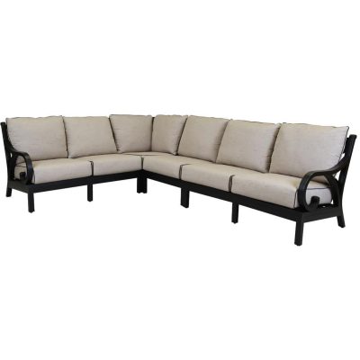 Monterey 4 Piece Aluminum Patio Sectional Set W/ Sunbrella Frequency Sand Cushions By Sunset West