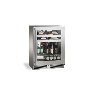 Perlick 24-Inch Signature Series Shallow Depth Stainless Steel Glass Door Outdoor Beverage Center w/ Door Lock – Right Hinged – HH24BO-4-3RL