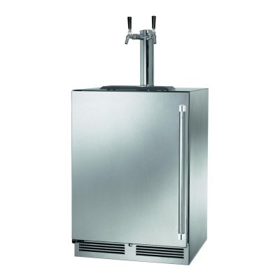 Perlick 24-Inch Signature Series Stainless Steel Dual Tap Outdoor Beverage Dispenser w/ Door Lock – Left Hinged – HP24TO-4-1LL-2