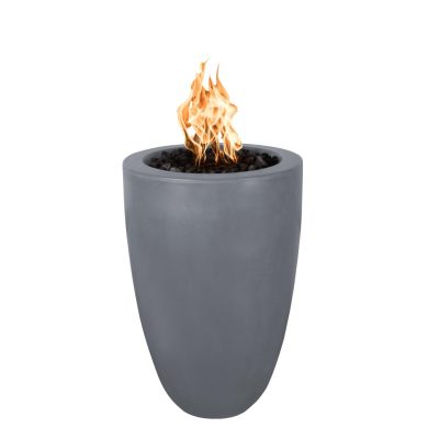 Castillo 33 Inch Match Light Round GFRC Concrete Propane Fire Pillar in Gray By The Outdoor Plus