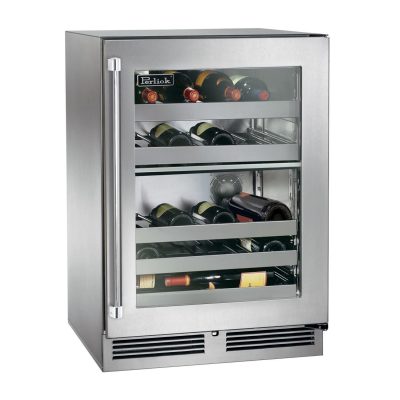 Perlick 24-Inch Signature Series Stainless Steel Glass Door Outdoor Dual Zone Wine Reserve – Right Hinged – HP24DO-4-3R