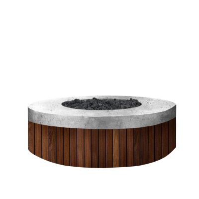 Willowlake 48 Inch Round GFRC Concrete Propane Fire Pit in Pewter By Lakeview Outdoor Designs