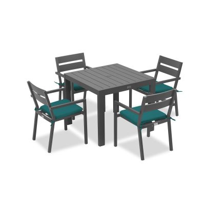 Calm Bay Classic 5 Pc Square Dining Set in Slate/Spectrum Peacock by Lakeview