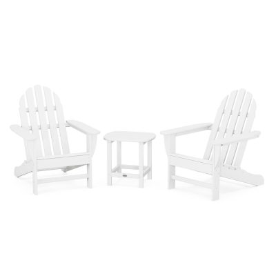 POLYWOOD Classic Adirondack 3-Piece Set W/ South Beach 18-Inch Side Table – White