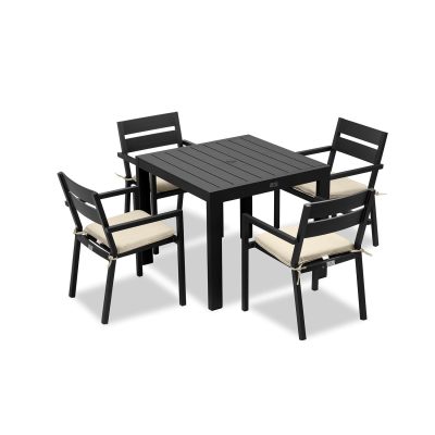 Calm Bay Classic 5 Pc Square Dining Set in Black/Canvas Flax by Lakeview