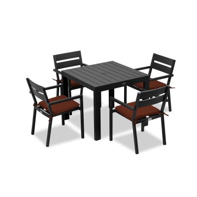 Calm Bay Classic 5 Pc Square Dining Set in Black/Canvas Henna by Lakeview