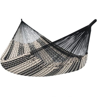 Ultimate Patio Handwoven XXL Thick Cord Mayan Family Hammock – Black & Natural