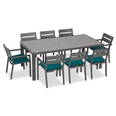 Calm Bay 9 Pc Rectangular Dining Set in Slate/Spectrum Peacock by Lakeview