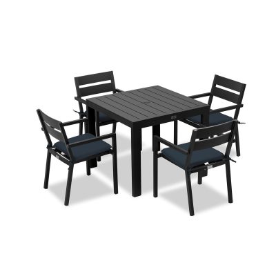 Calm Bay Classic 5 Pc Square Dining Set in Black/Spectrum Indigo by Lakeview