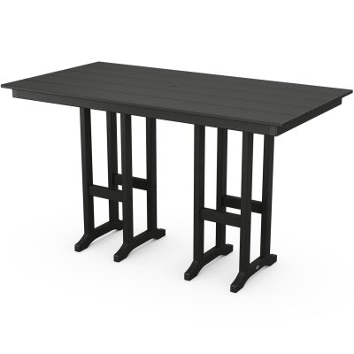 POLYWOOD Lakeside 37 X 72-Inch Farmhouse Bar Table – Black