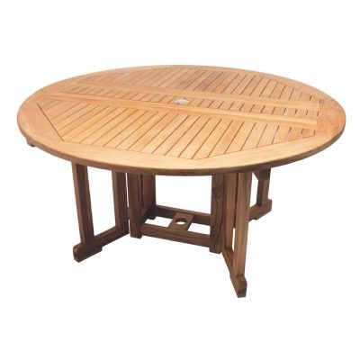 72 Inch Round Teak Patio Dining Table W/ Drop Leaf By Royal Teak Collection