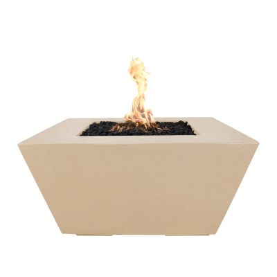 Redan 50 Inch Match Light Square GFRC Concrete Propane Fire Pit in Vanilla By The Outdoor Plus