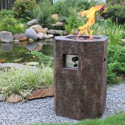 Modeno Basalt 20 Inch Other GFRC Concrete Propane Fire Pit in Brown By Elementi