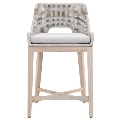 Cocoa Way Woven Rope Counter Stool in Taupe & White By Lakeview