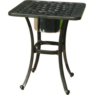 Darlee Series 30 Cast Aluminum Patio End Table With Ice Bucket Insert – Square