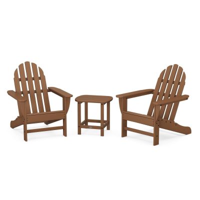 POLYWOOD Classic Adirondack 3-Piece Set W/ South Beach 18-Inch Side Table – Teak