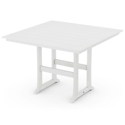 POLYWOOD 59-Inch Farmhouse Trestle Bar Table – White