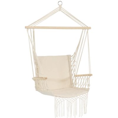 Ultimate Patio Polycotton Hammock Chair w/ Armrests – Natural