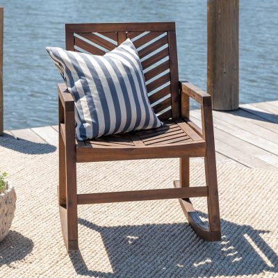 Ultimate Patio Wishlake Acacia Patio Rocking Chair – Dark Brown