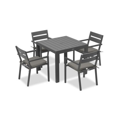 Calm Bay Classic 5 Pc Square Dining Set in Slate/Canvas Charcoal by Lakeview