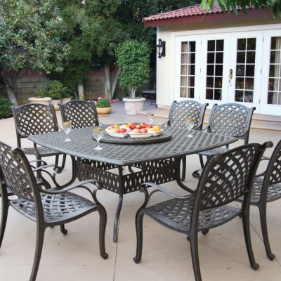 Darlee Nassau 9 Piece Cast Aluminum Patio Dining Set With Lazy Susan