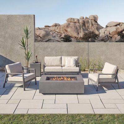 Lakeview Elysian 5-Piece Conversation Set W/ 50-Inch Fire Pit, Seating & Tank Cover (Shipped W/ Conversion Kit For Either NG or LP Installation)