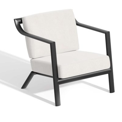 Markoe Aluminum Club Chair in Carbon/Bliss Linen By Oxford Garden