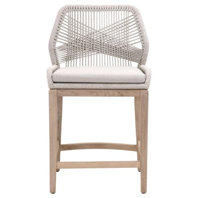 Peninsula Way Woven Rope Counter Bar Stool in Taupe & White By Lakeview