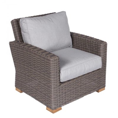 Sanibel Wicker Patio Club Chair W/ Sunbrella Canvas Granite Cushions By Royal Teak Collection