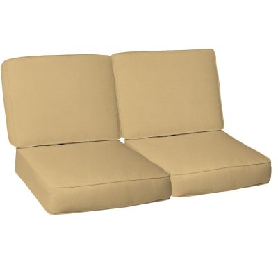 Sunbrella Canvas Wheat 4 Piece Medium Outdoor Replacement Loveseat Cushion Set W/ Piping By BBQGuys Signature