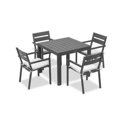 Calm Bay Classic 5 Pc Square Dining Set in Slate/Canvas Natural by Lakeview