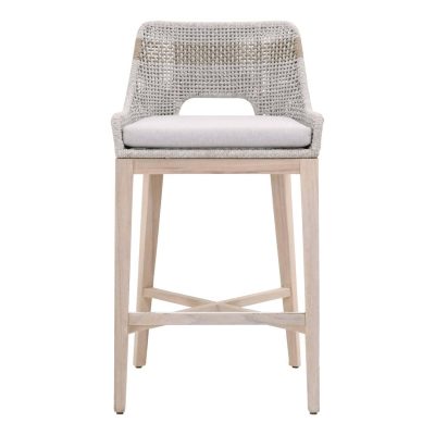 Cocoa Way Woven Rope Barstool in Taupe & White By Lakeview