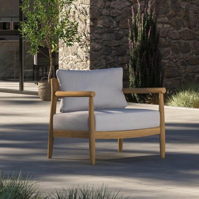 Lido Teak Club Chair in Natural/Bliss Linen By Oxford Garden