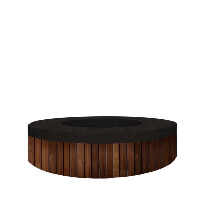 Willowlake 48 Inch Round GFRC Concrete Propane Fire Pit in Ebony By Lakeview Outdoor Designs