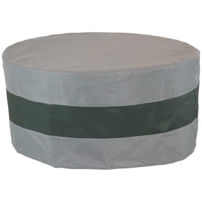 Ultimate Patio 60-Inch Round 2-Tone Outdoor Fire Pit Cover – Gray/Green Stripe